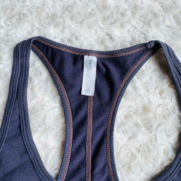 Gap Fit Womens Cotton Lycra Faded Ink Blue Racerback Tank Top Size Small Vintage - Picture 2 of 8